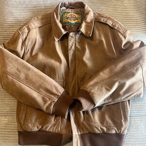 Vintage Cayenne Jacket Mens L Brown Leather Bomber Flight YKK Made Korea 90s